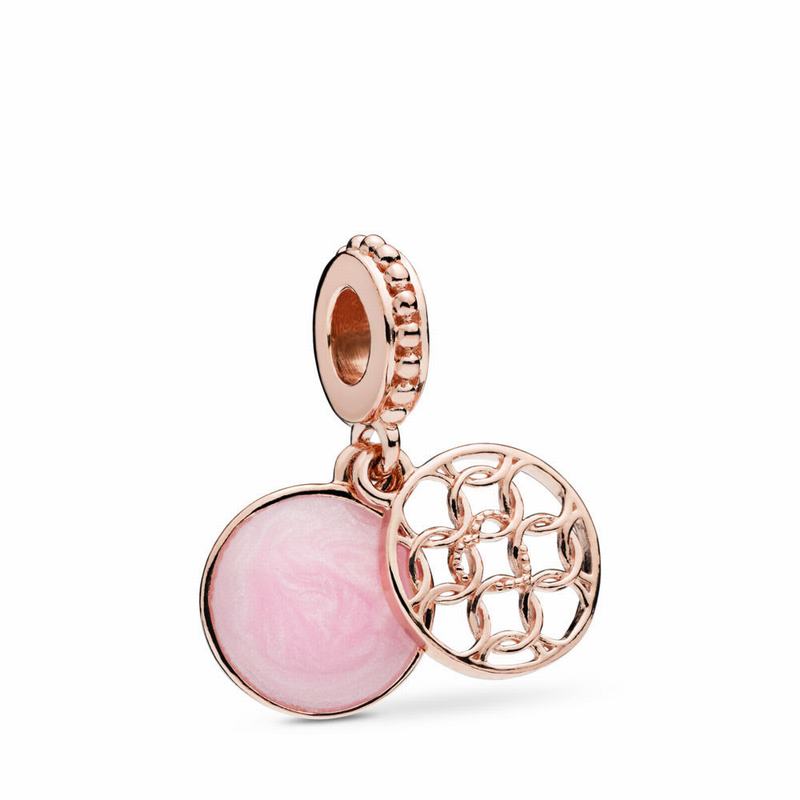 Pandora Rose™ Pattern Of Love Dangle Charm Ireland - Pandora Rose/Enamel/Pink - 107493XWZ